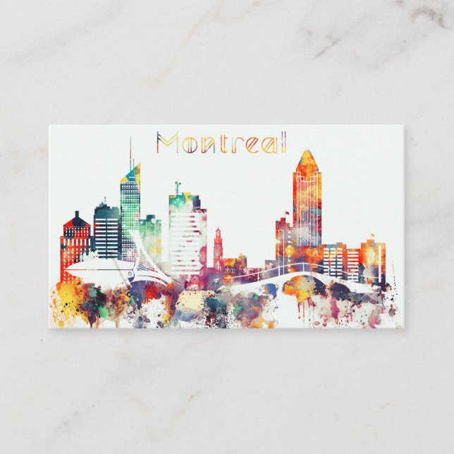 Aquarell-Montreal-Skyline Visitenkarte (Vorderseite)