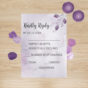 Aquarell Morada Hochzeits-RSVP-Karten Einladung