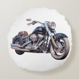 Aquarell-Motorrad Rundes Kissen
