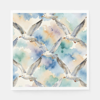Aquarell-Möwen Nahtloses Muster Küstenheim Serviette