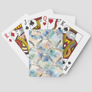 Aquarell-Möwen Nahtloses Muster Küstenheim  Spielkarten