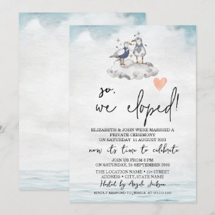 Aquarell-Möwen-Strandhochzeit Elopement Einladung