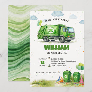 Aquarell Müllwagen Recycling Geburtstag Einladung