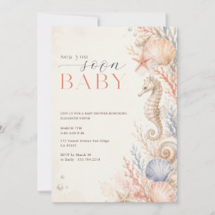 Aquarell-Muschel-Meer-Sehen-wir-dich-bald-Baby-Par Einladung