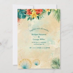 Aquarell-Muscheln Hawaii Florale Tropische Hochzei Einladung