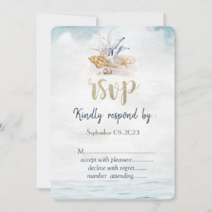 Aquarell-Muscheln,Meer-Hochzeit-RSVP  Einladung
