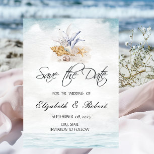 Aquarell-Muscheln, Meer Retten Save-the-Date-Karte Save The Date