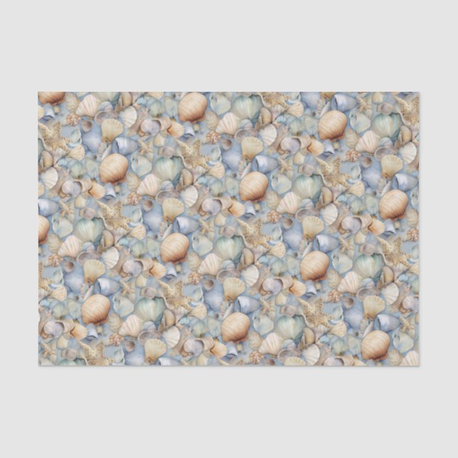 Aquarell-Muscheln Seidenpapier (Vorderseite)