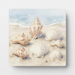 Aquarell-Muscheln Strand Szene Fotoplatte