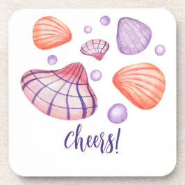 Aquarell Muscheln Untersetzer aus hartem Kunststof