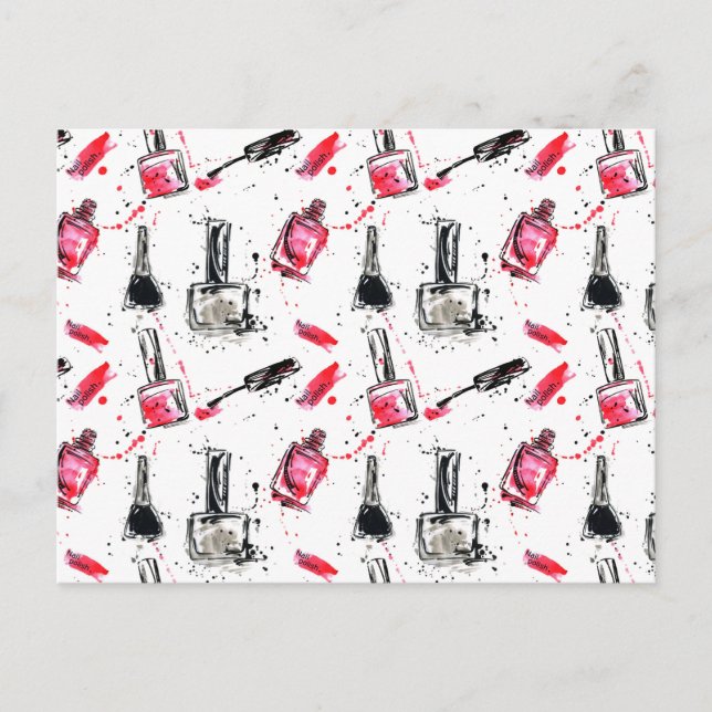 Aquarell-Nagellack-Muster Feiertagspostkarte (Vorderseite)