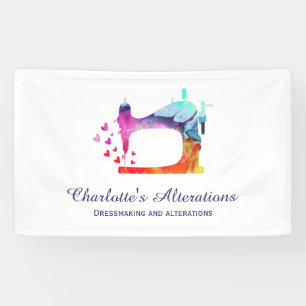 Aquarell-Nähmaschine Schneiderin Banner