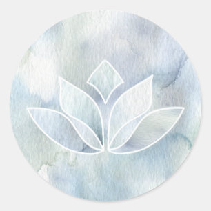 Aquarell Namaste Lotus Blatt-Aufkleber Runder Aufkleber