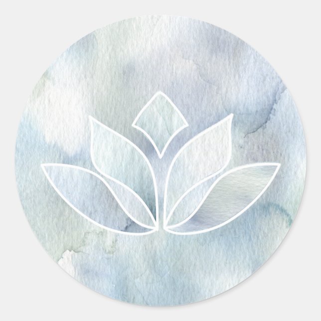 Aquarell Namaste Lotus Blatt-Aufkleber Runder Aufkleber (Vorderseite)