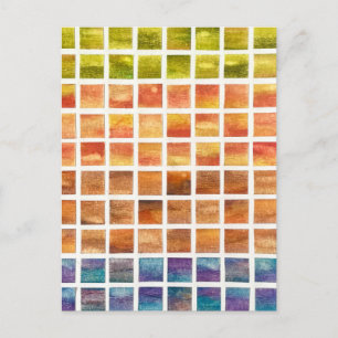 Aquarell Natur 4 Jahreszeiten Quadrate Postkarte