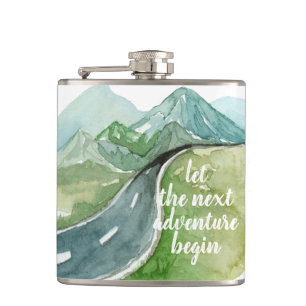 Aquarell Natur Lass Das Nächste Abenteuer Beginnen Flachmann