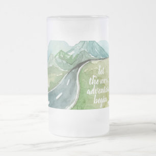 Aquarell Natur Lass Das Nächste Abenteuer Beginnen Mattglas Bierglas