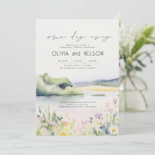 Aquarell Natur und Wildblumen Probe Abendessen Einladung