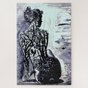 Aquarell - Naturdame - Kunst - Anpassbar - Puzzle