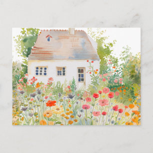 Aquarell-Naturhaus-Garten Handgezeichnet  Postkarte