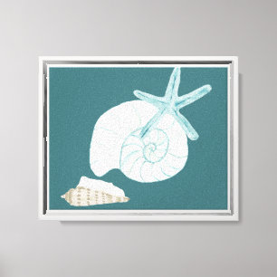 Aquarell Nautilus Starfish Seashell Leinwanddruck