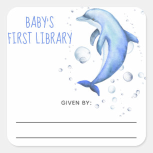 Aquarell nautisch - Baby Shower Exlibris Quadratischer Aufkleber