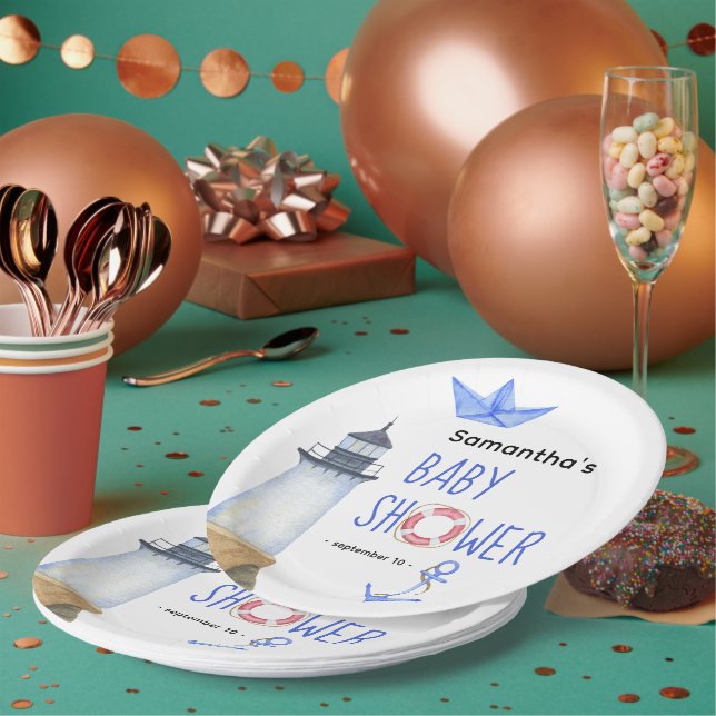 Aquarell nautisch - Babyparty Pappteller (Multi)