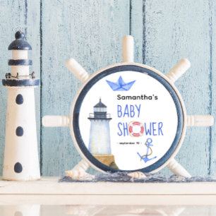 Aquarell nautisch - Babyparty Runder Aufkleber