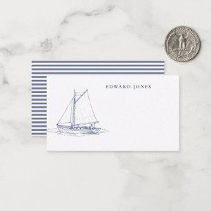 Aquarell Nautisch Blau und weißes Boot Mitteilungskarte