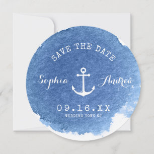 Aquarell-nautische Strandhochzeit - Rettet das Dat Save The Date