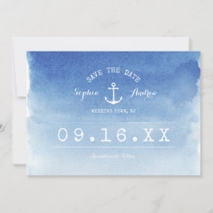 Aquarell-nautische Strandhochzeit - Rettet das Dat Save The Date