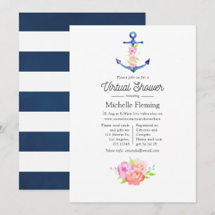 Aquarell-Nautische-Virtual-Baby-Shower Einladung