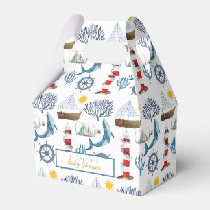 Aquarell-Nautische-Wal-Baby-Party  Geschenkschachtel