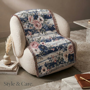 Aquarell-Navy-Blumenstreifen-Musterdesign Decke
