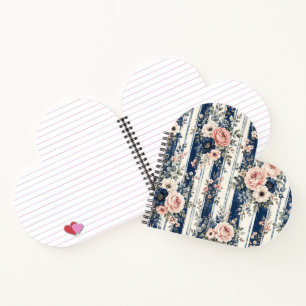 Aquarell-Navy-Blumenstreifen-Musterdesign Notizbuch