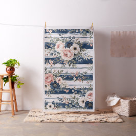 Aquarell-Navy-Blumenstreifen-Musterdesign Stoff