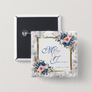 Aquarell Navy & Blush Hochzeit Button