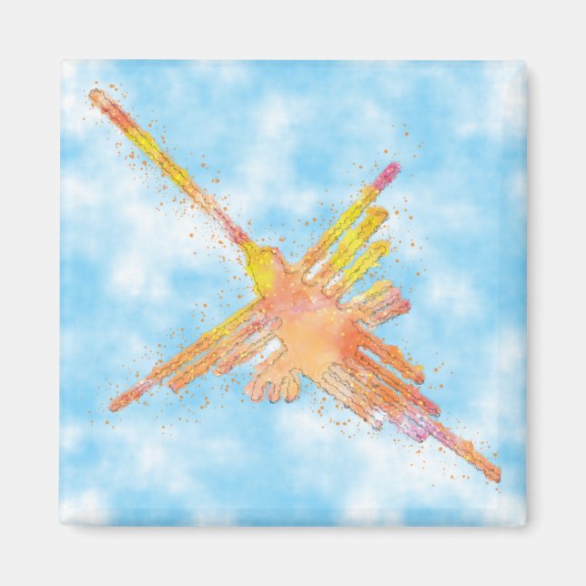 Aquarell Nazca Hummingbird Blue Sky Magnet (Vorne)