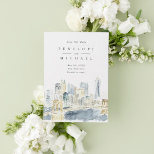Aquarell New York City USA Destination Hochzeit Save The Date