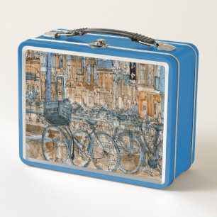 Aquarell-New- York Cityansicht der Metall Lunch Box