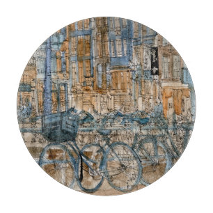 Aquarell-New- York Cityansicht der Schneidebrett