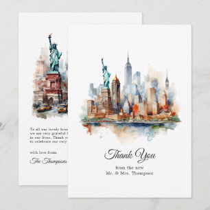 Aquarell New York USA Destination Hochzeit Dankeskarte