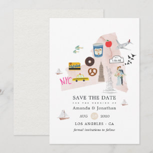 Aquarell New York USA Destination Hochzeit Save The Date