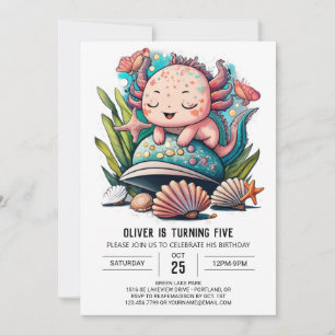 Aquarell Niedlich Axolotl Geburtstag Einladung
