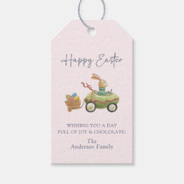 Aquarell Niedlich Bunny, Pink Happy Oaster Geschenkanhänger