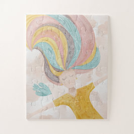 Aquarell niedlich Cartoon Mädchen. Pink Fee Fantas Puzzle