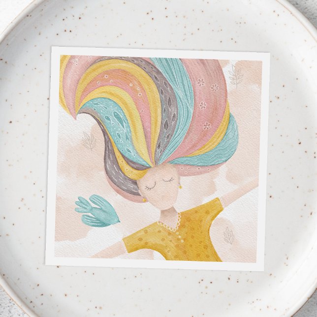 Aquarell niedlich Cartoon Mädchen. Pink Fee Fantas Serviette (Von Creator hochgeladen)