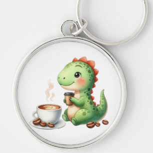 Aquarell Niedlich Dinosaurier Premium Runde groß Schlüsselanhänger