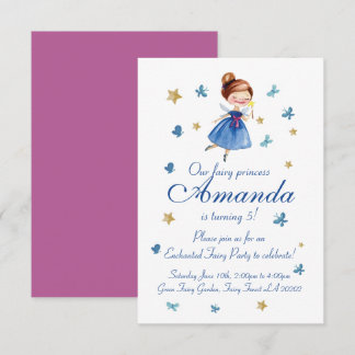 Aquarell NIEDLICH Faicess Princess Butterfly Gebur Einladung