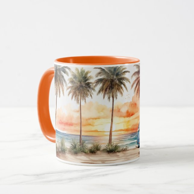 Aquarell Niedlich Modernes Sunset Beach Life Tasse (Vorderseite Links)